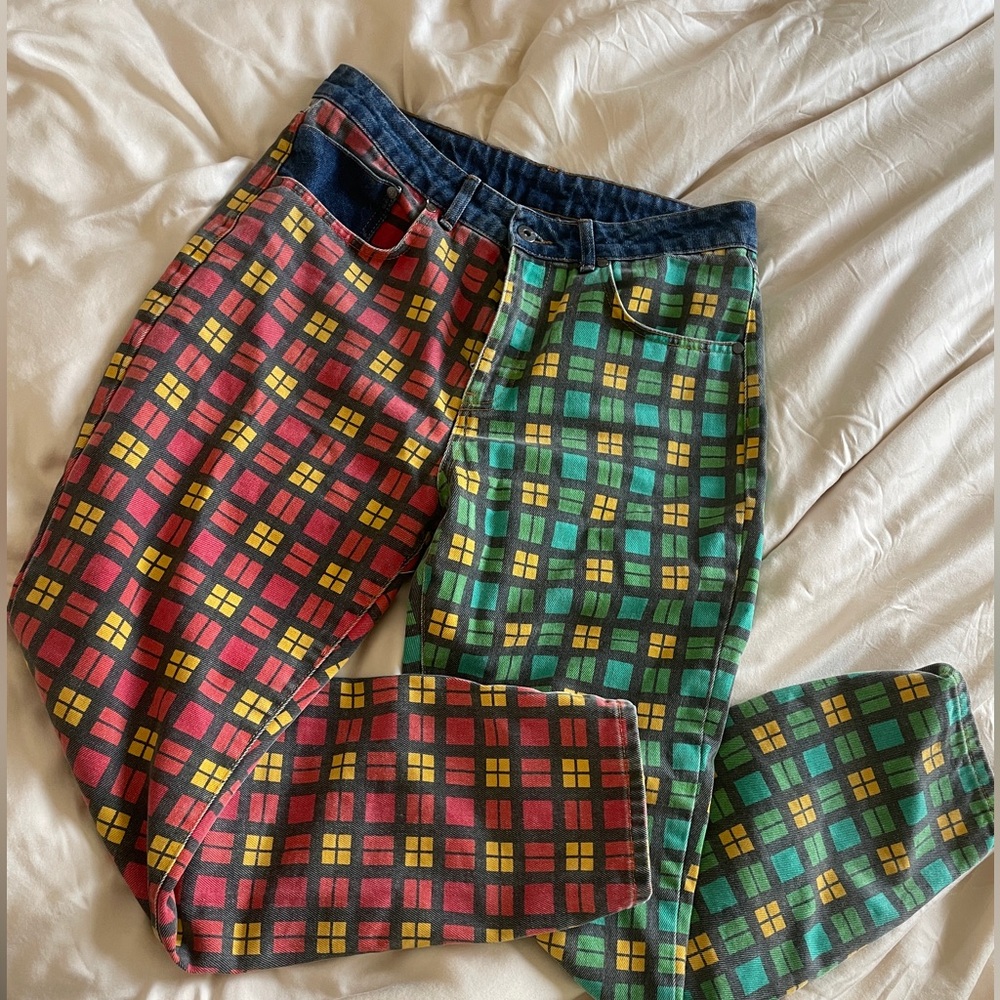 Ragged multicolored jeans